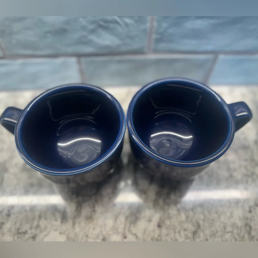 Set of 2 Fiesta Homer Laughlin Jumbo Mugs (18 oz), Cobalt Blue, Lead-Free - Picture 2 of 3